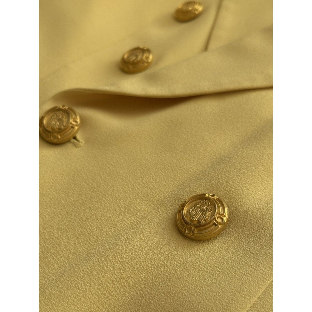 CHRISTIAN DIOR Vintage 90s Blazer Women’s Yellow Gold Button Double Breasted - Picture 11 of 16